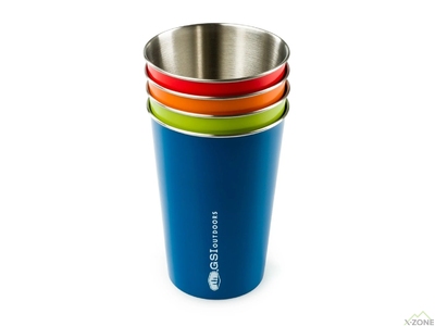 Комплект из 4-х стаканов GSI Outdoors Glacier Stainless Pint Set (multi) (63248) - фото