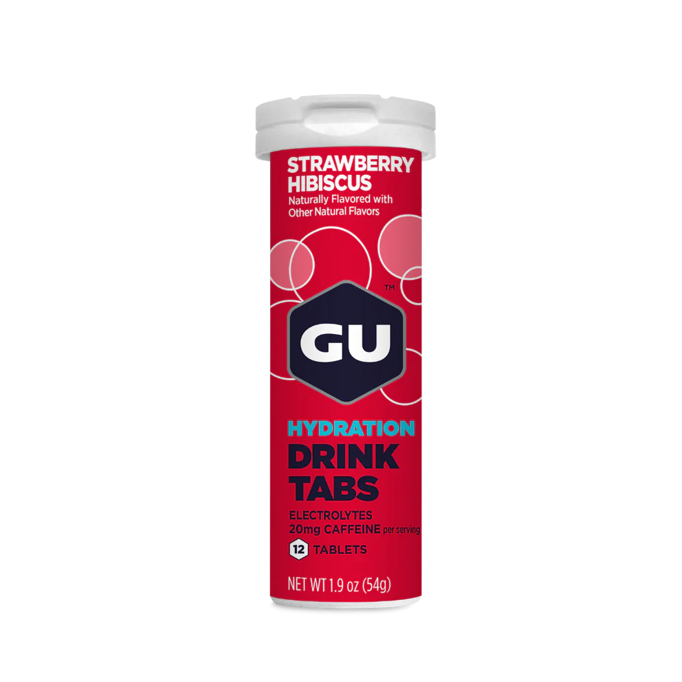 Изотоник таблетированный GU Hydration Drink Tabs +Caffeine 12x4,5 g, Strawberry Hibiscus - фото